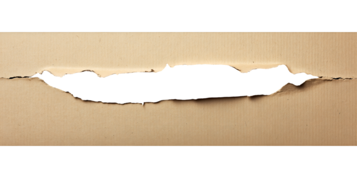 Cardboard Breach: Revealing a captivating glimpse beyond a torn cardboard surface, this abstract composition highlights raw textures and intriguing negative space, a visual metaphor.