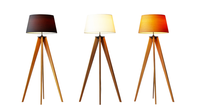 Modern floor lamps with wooden tripod stands