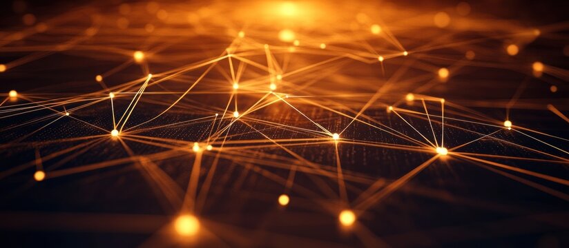 illuminating connection network illustration with bright nodes a