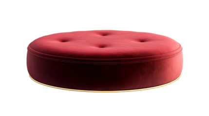 Red cushion with gold trim, transparent bg