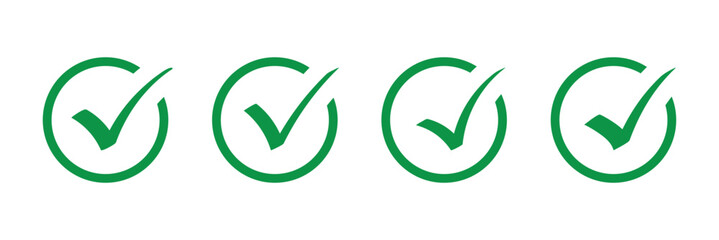 Tick mark with checkbox icon. Green checkmark sign for app,  logo, UI and website. Vector illustration on white background.