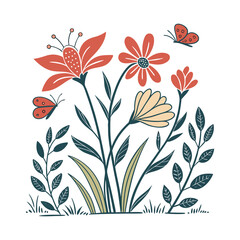 set of floral elements