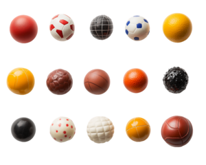 Colorful Miniature Sports Balls Collection on Transparent Background, PNG