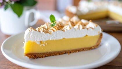 Lemon Cream Pie  photo with blurred background