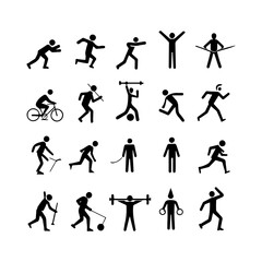 set of people silhouettes sport icon set 