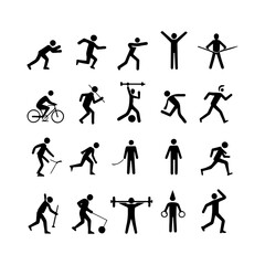 set of people silhouettes sport icon set 