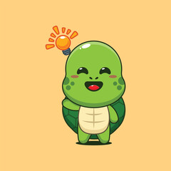 Cute turtle cartoon vector illustration get an idea