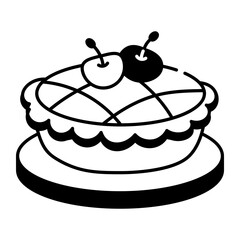 A hand drawn style icon of an apple pie 
