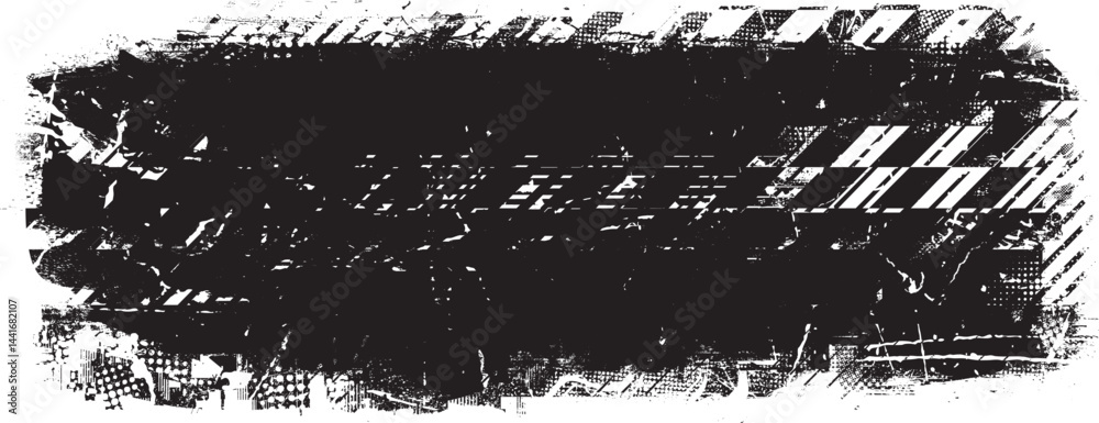 Aufkleber Grunge textured banner with rough edges. Speckled texture. Overlay grunge texture . Simply place texture over any object to create grunge effect . Banner with scratched surface for your design. 