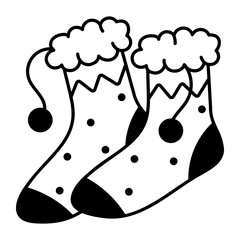 Winter socks icon in hand drawn style 
