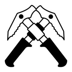 A doodle style icon of climbing gear 
