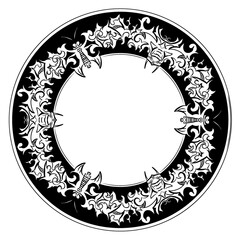 round frame with cultural shape floral ornament