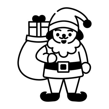 A doodle style icon of a santa claus 
