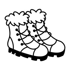 A hand drawn style icon of winter boots 
