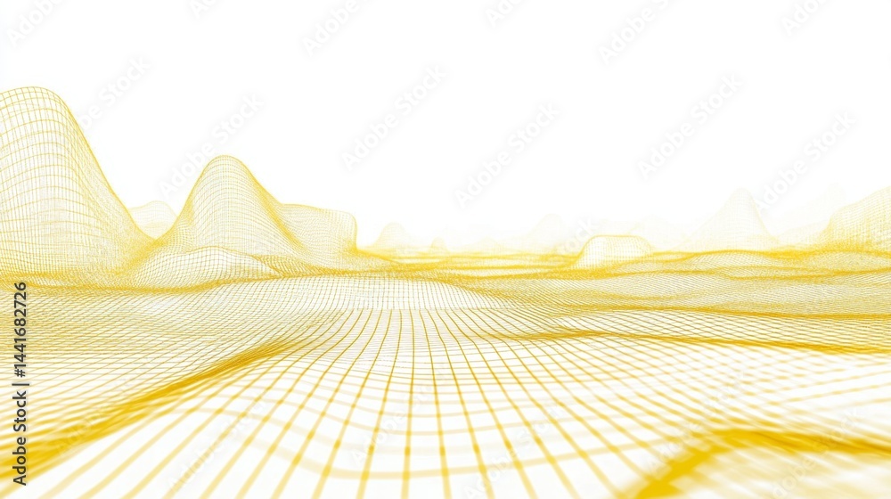 Poster dynamic yellow wave patterns abstract art digital creation vibrant environment aerial view conceptua