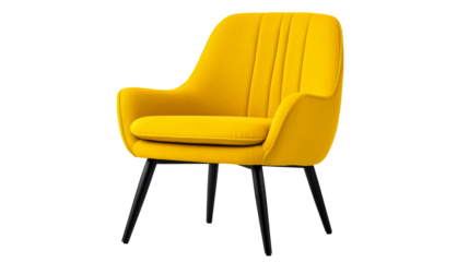 Modern yellow chair with black legs
