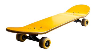 Bright yellow skateboard with a clean design