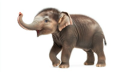 Obraz premium Playful baby elephant wildlife sanctuary animal portrait natural habitat close-up joyful expression