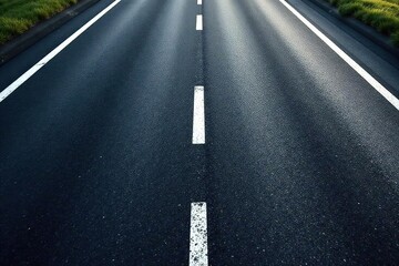 Smooth asphalt highway, white lane markings, road texture, surface, texture, blacktop