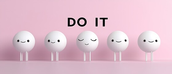 Motivational, encouraging, positive, cute characters, inspiring action