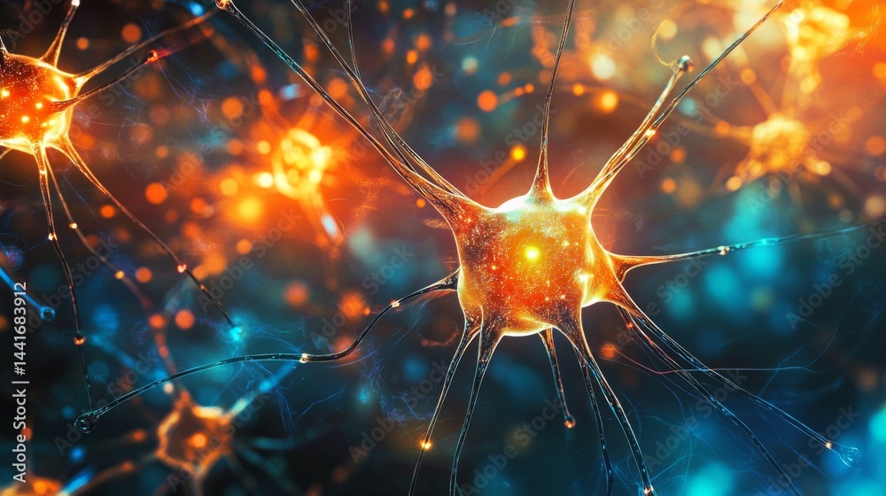 Poster neural connectivity and activity visualization in a microscopic environment science lab image of neu