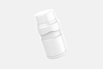Glossy Thermo Bottle Mockup Isolated On Background. 3d illustration