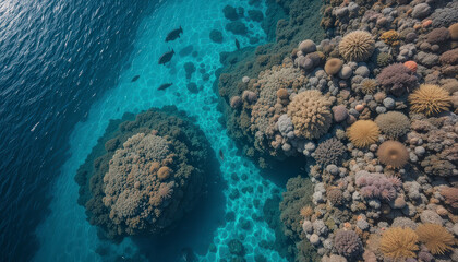 Aerial View Of Vibrant Coral Reef Underwater