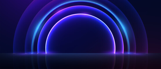 Glowing arches reflecting presentation abstract background