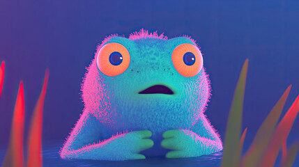 Adorable 3D Cartoon Kappa Fishing with Coarse Yarn Texture