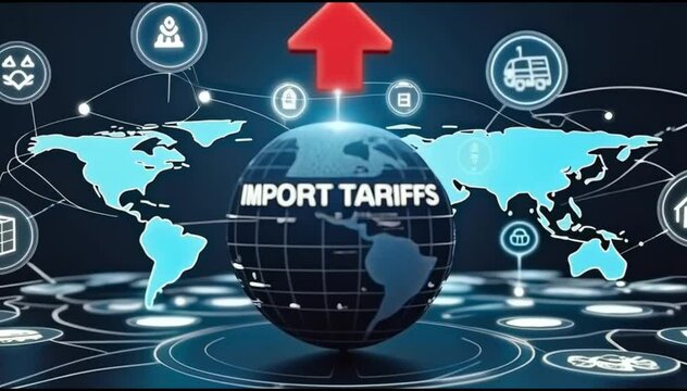 A digital concept image of global import tariffs