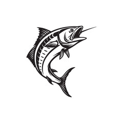 Bold Fish Silhouette Vector Illustration for Fishing Designs
