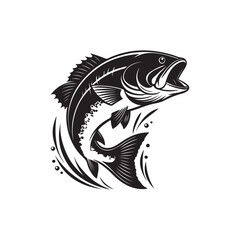 Bold Fish Silhouette Vector Illustration for Fishing Designs

