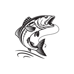 Bold Fish Silhouette Vector Illustration for Fishing Designs
