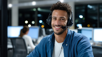 Friendly Male Technician Assisting in Office