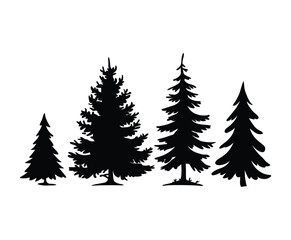 Obraz premium Fir Tree Silhouette Collection Vector Template Illustration