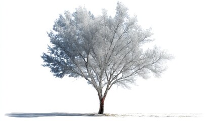 Fototapeta premium Frost Covered Tree Isolated on White Background