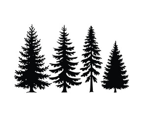 Natural Fir Tree Silhouette EPS on Clean Background