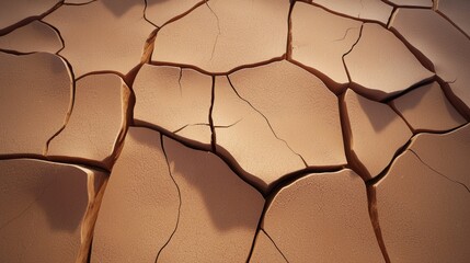 Close-Up View of Cracked Dry Soil Surface with Natural Texture and Earthy Tones