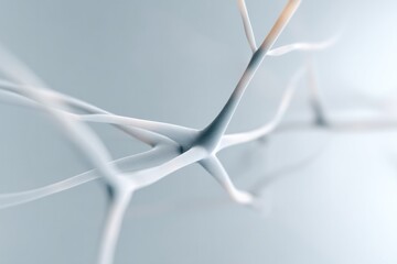 Obraz premium minimalistic view of interconnected neural network lines on plain white background with ample copy space
