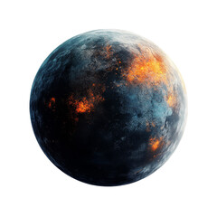 Obraz premium A realistic depiction of a fiery planet against a clean transparent backdrop showcasing dramatic surface features and colors, Planet on transparent background