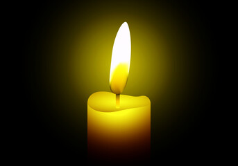 Vela encendida en la oscuridad tras apagón