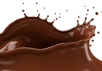 A vibrant splash of rich chocolate against a dark backdrop creates a dynamic and delicious scene on transparent background