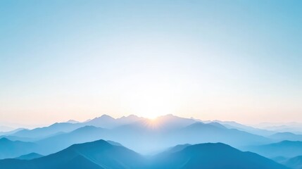 Obraz premium Majestic mountain range at sunrise. Soft, pastel colors blend into a tranquil, serene vista