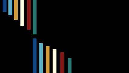 Black background with vertical colorful stripes, retro abstract modern design ideal for branding, creative artistic layouts, trendy posters, and bold contemporary graphic visuals