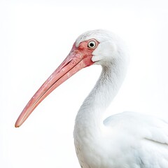 Obraz premium White Ibis Bird Profile Close Up Against White Background