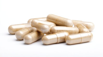Beige Capsules High-Resolution Image Isolated on White
