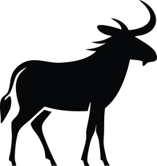 Fototapeta premium Wildebeest Silhouette Vector – African Animal Illustration