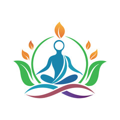 wellness yoga logo design vector 