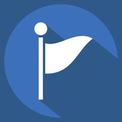 Icon Flag 2. related to Location symbol. long shadow style. design editable