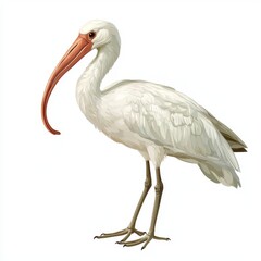 Fototapeta premium Detailed Illustration of a White Ibis Bird Against a White Background